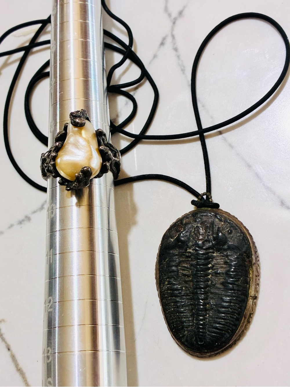 Dragon Ring with Trilobite Fossil Necklace
